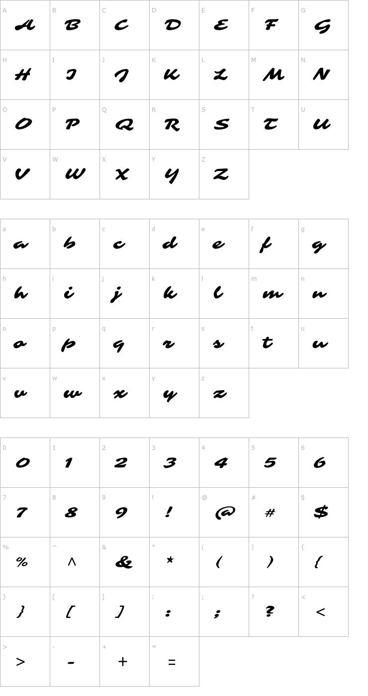 Character Map Sarina Font