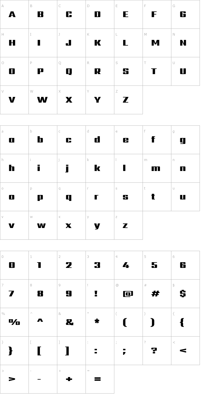 Character Map Sarpanch Black Font