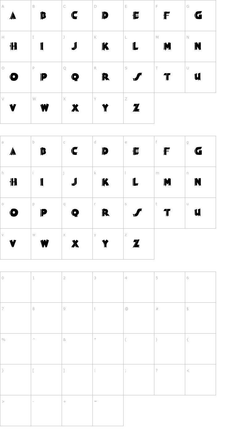 Character Map SashDisplayCaps Bold Font