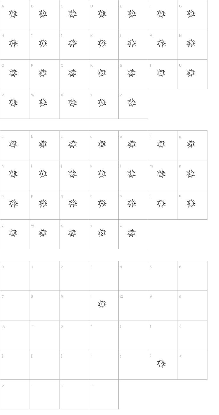 Character Map Sassys Sonne Font