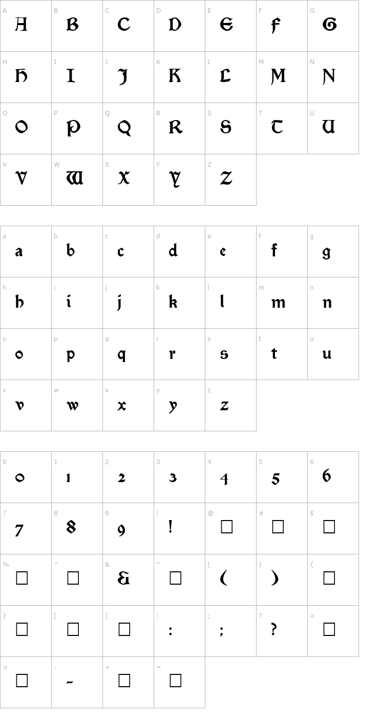 Character Map Satanick Regular Font