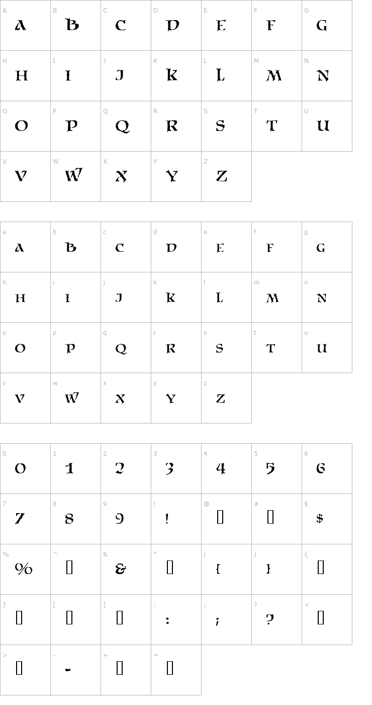 Character Map Satans Minions Font