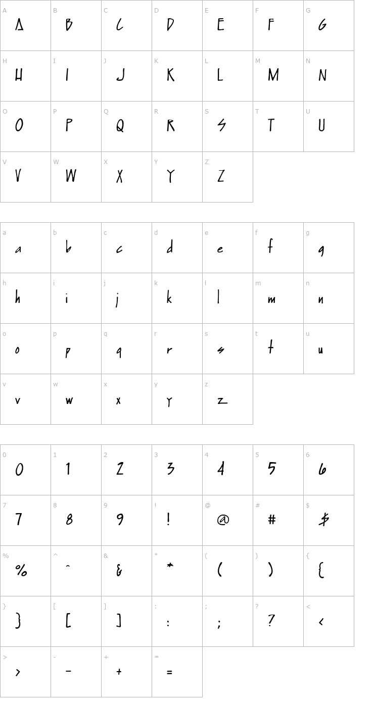 Character Map Satchmo Font