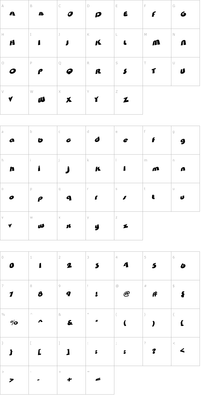 Character Map Saturday Morning Television Font