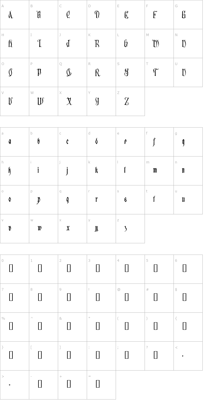 Character Map Sauerkraut Font