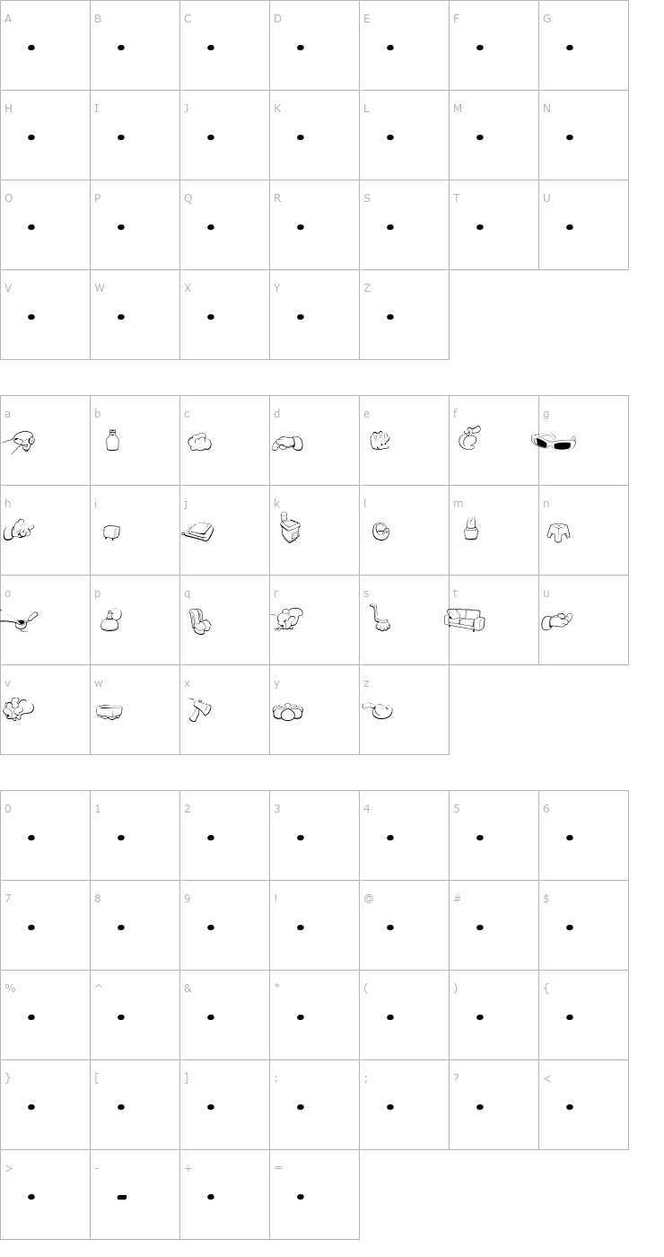 Character Map SaunaDingbats-Outline Font