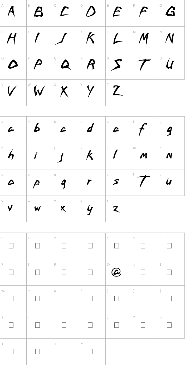 Character Map savatage Font