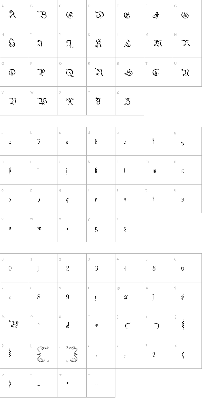 Character Map Savoy Plain Font