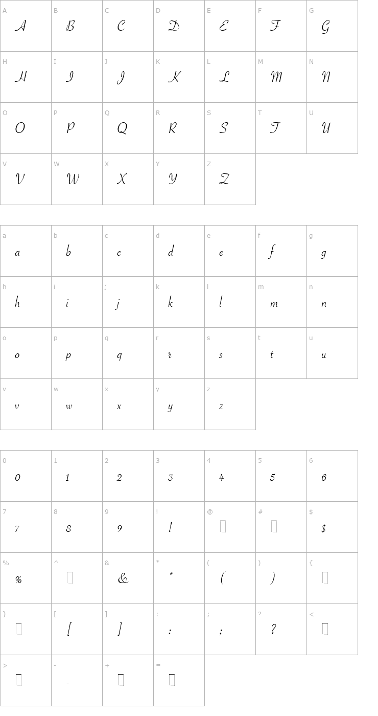 Character Map Savoye Plain Font