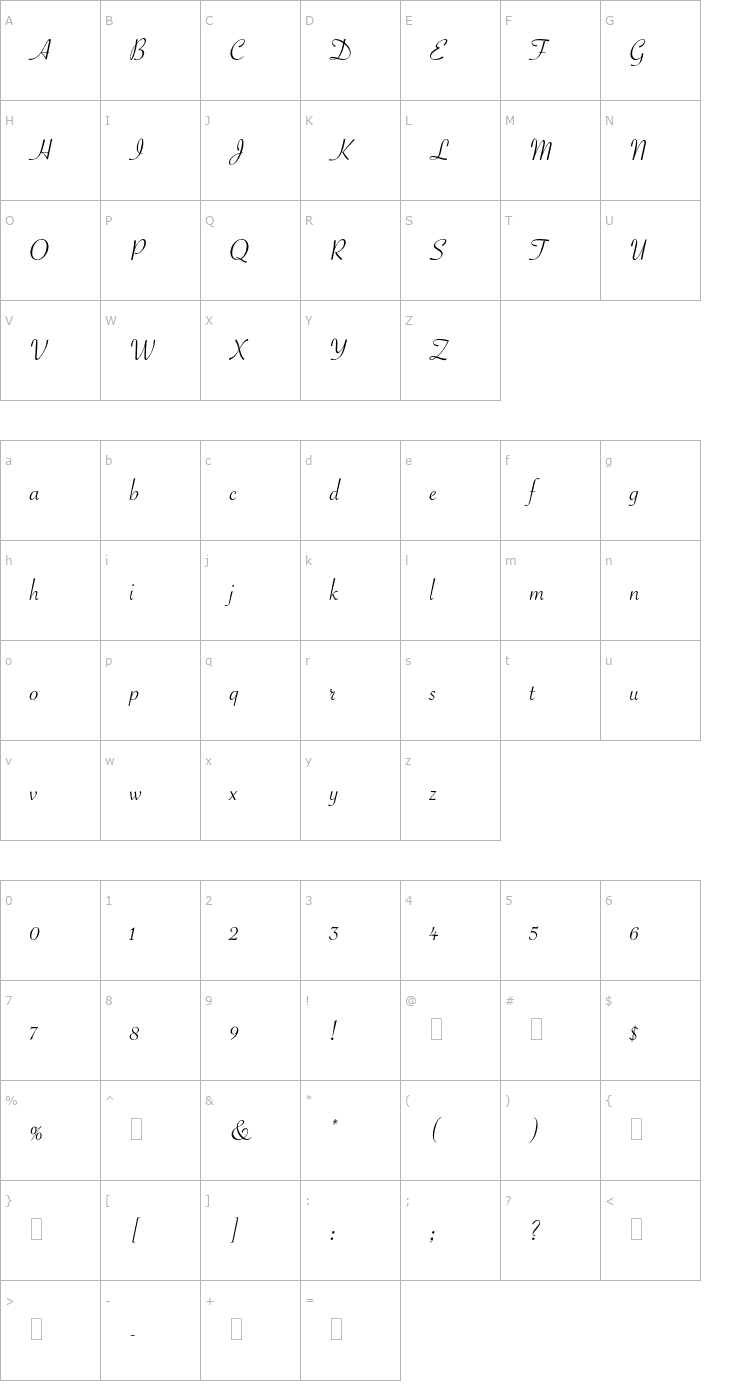 Character Map SavoyePlain Font