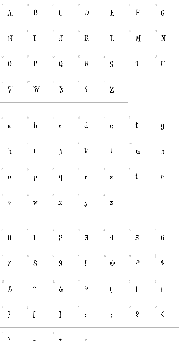 Character Map SawdustMarionette Font