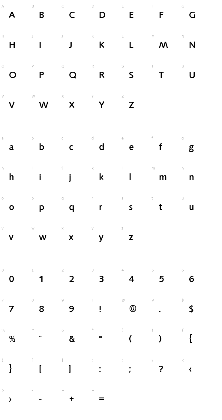 Character Map Saxony-Medium Font