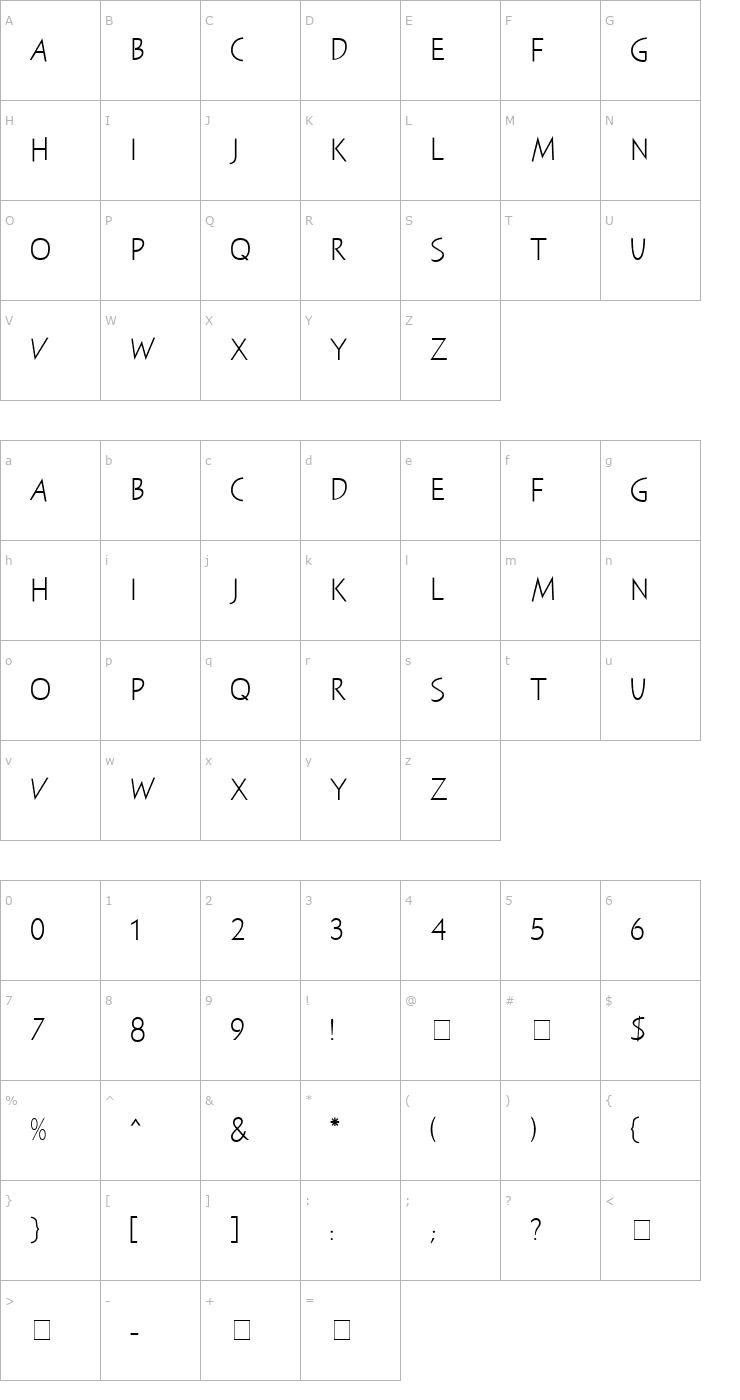 Character Map Sayer Spiritual MN Font