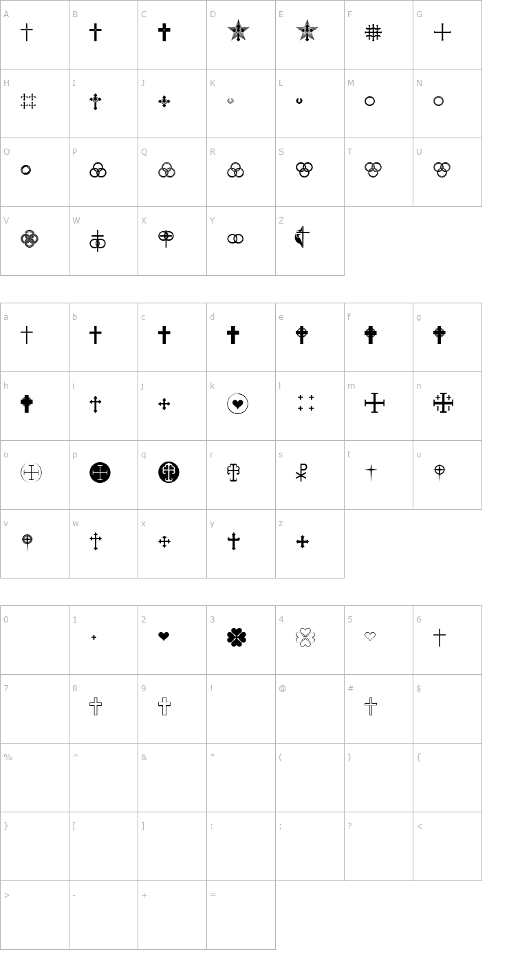 Character Map sB Cross Font