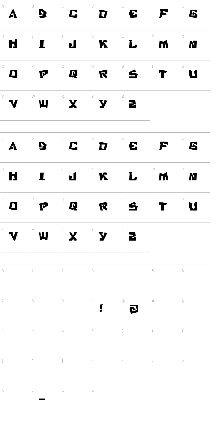 Character Map SB Stratford Font