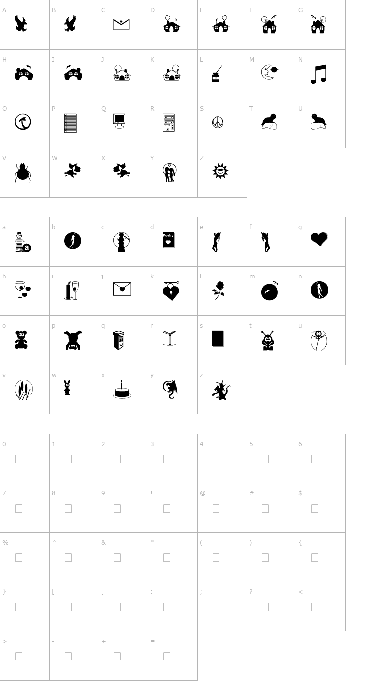 Character Map sbding2 Font