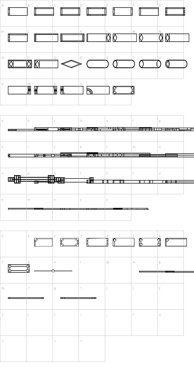 Character Map SC Glass Buttonsnbars Font