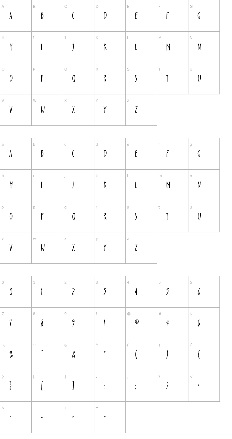 Character Map Scamp Font