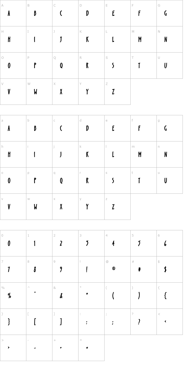 Character Map Scamp Bold Font
