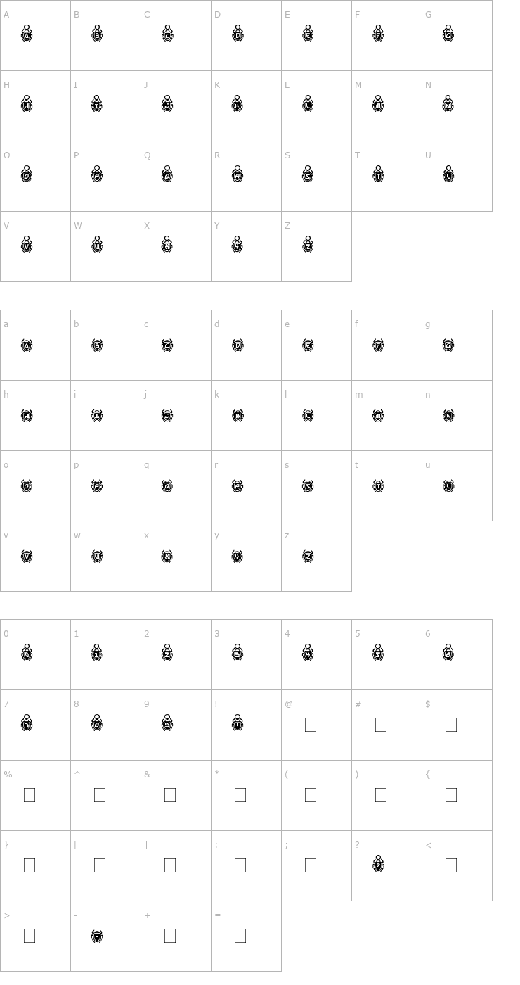 Character Map Scarab Border Font