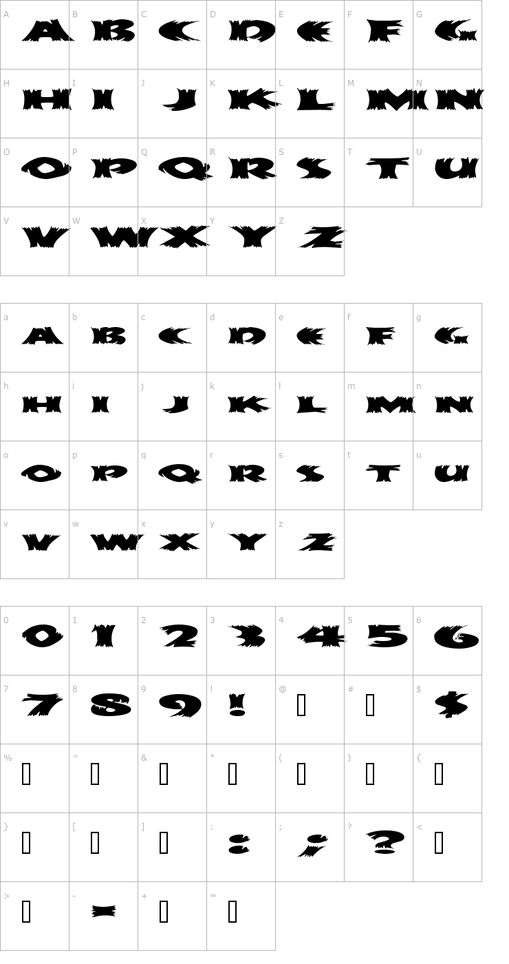 Character Map ScarecrowExtended Font