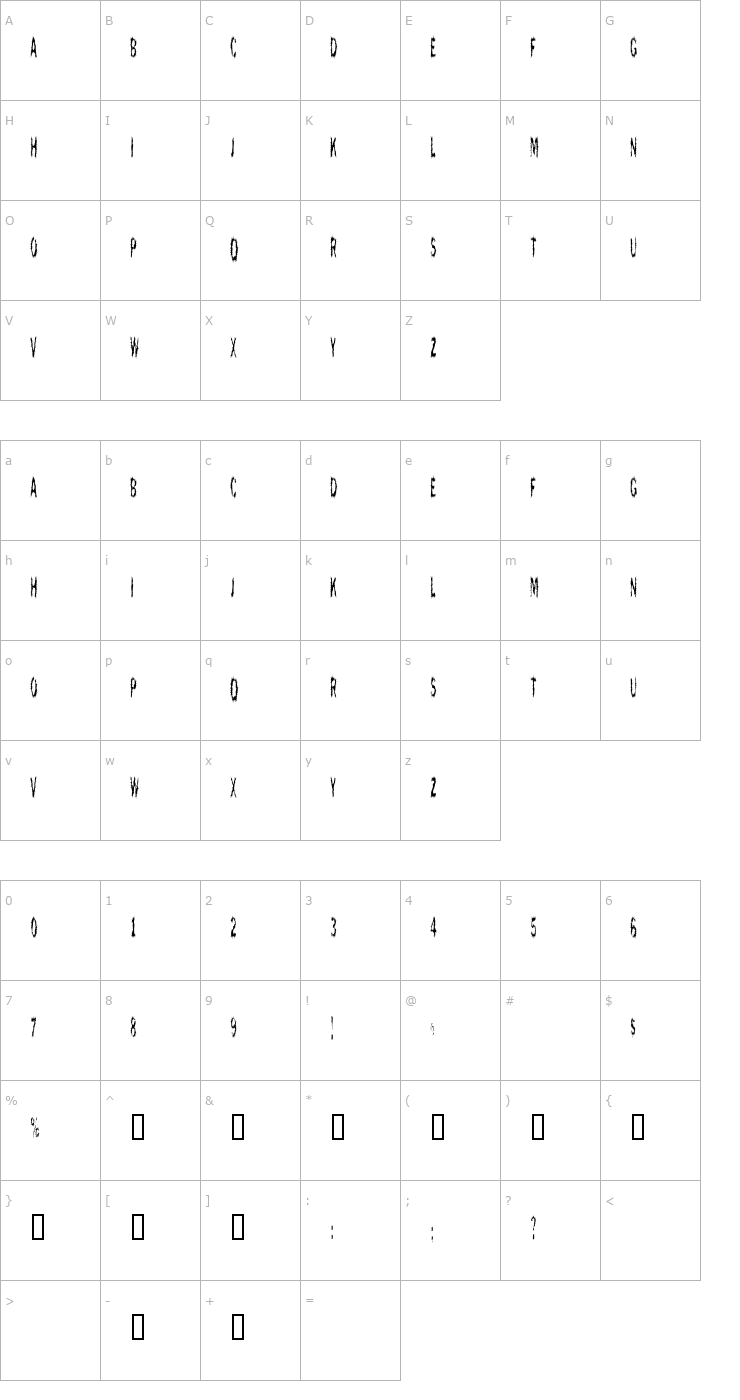 Character Map ScaredyCat Font