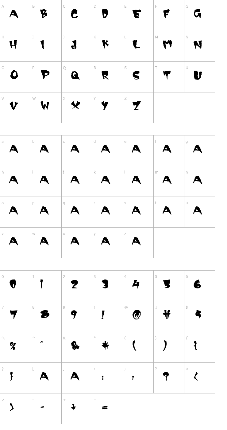 Character Map scary Font