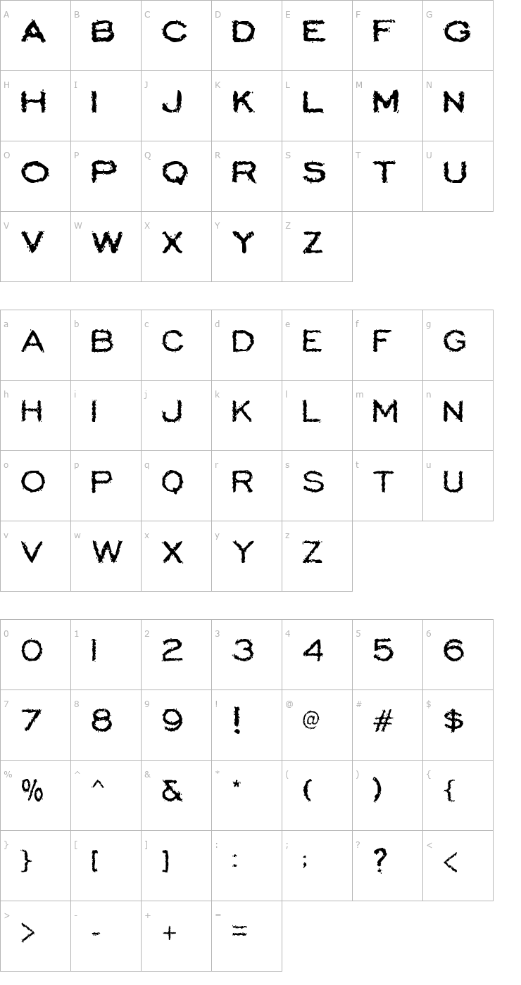 Character Map Scatterbrained Restrained Font
