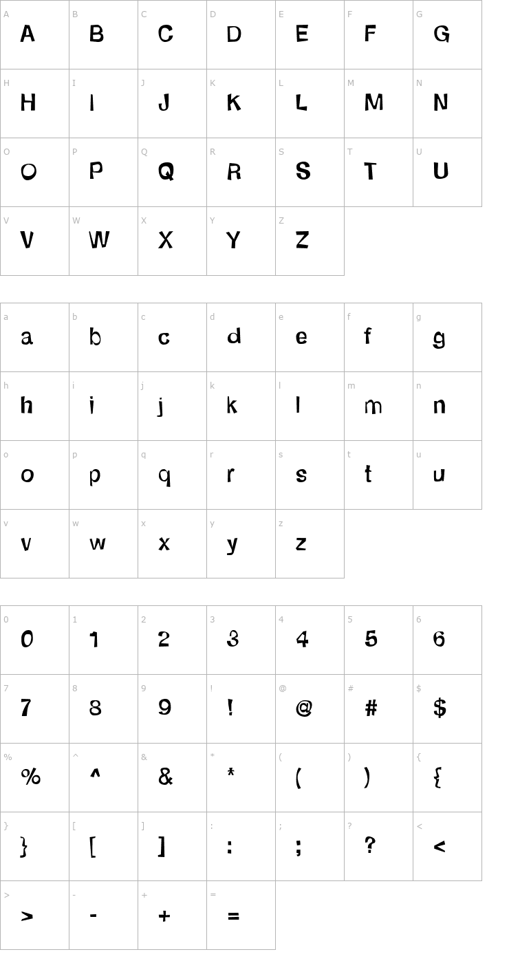 Character Map Schmelvetica Font