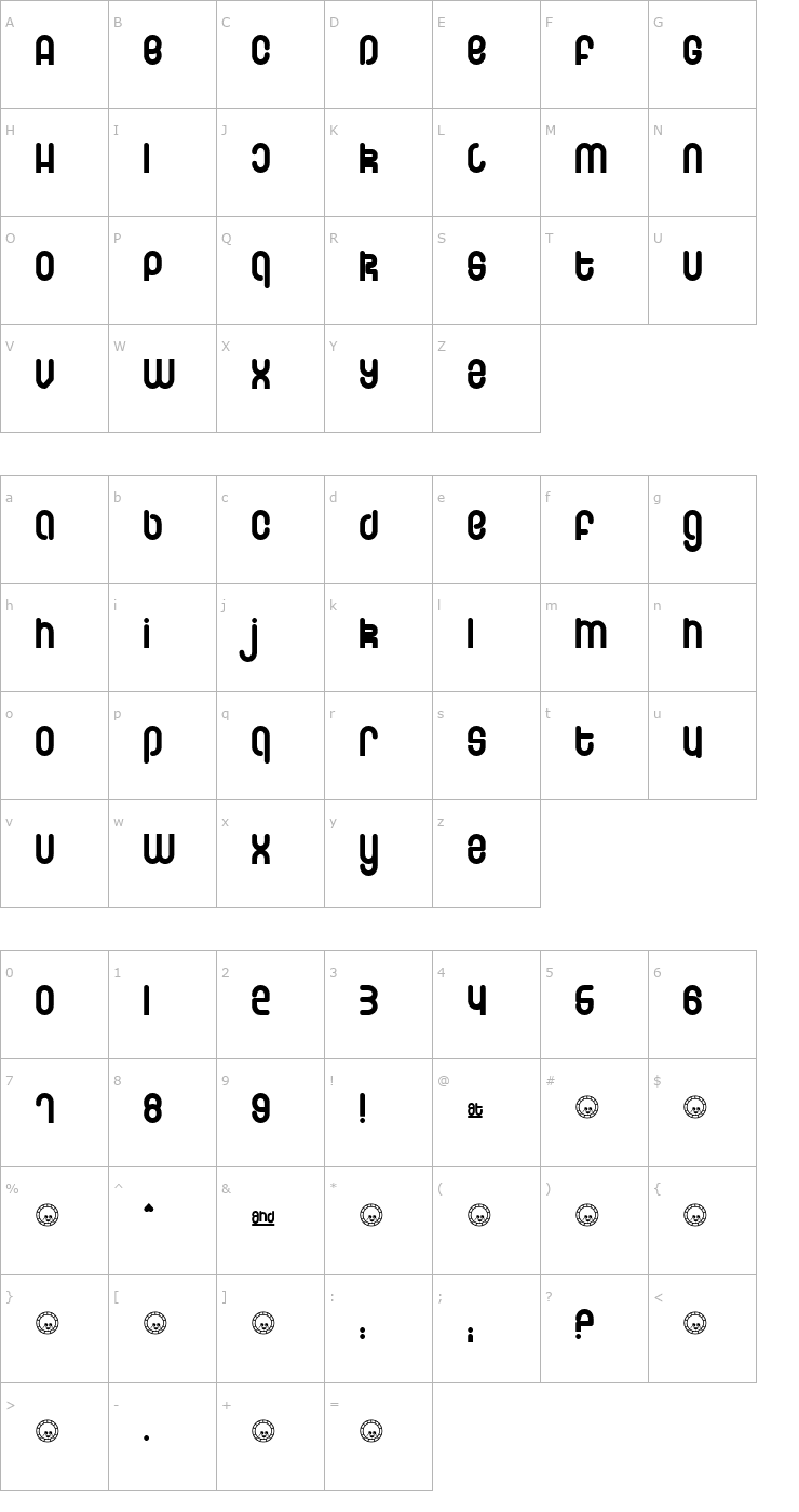 Character Map Schmotto Font