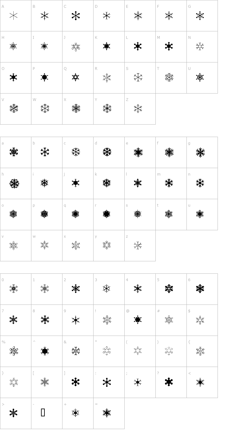 Character Map SchneeFlaken Font