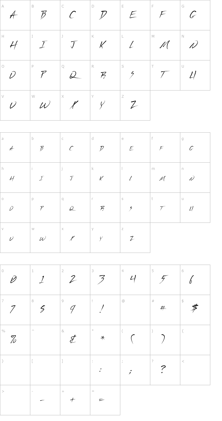 Character Map Schnell Font