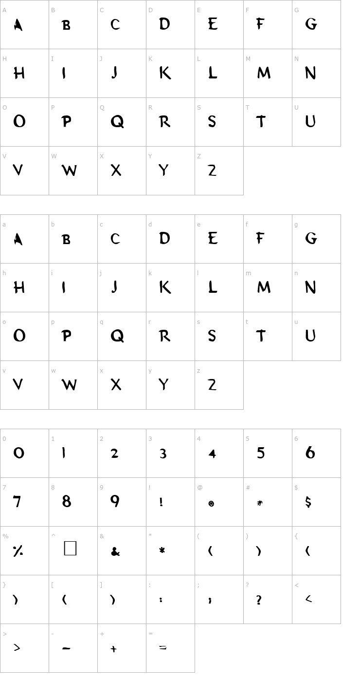 Character Map Schooldaze Font