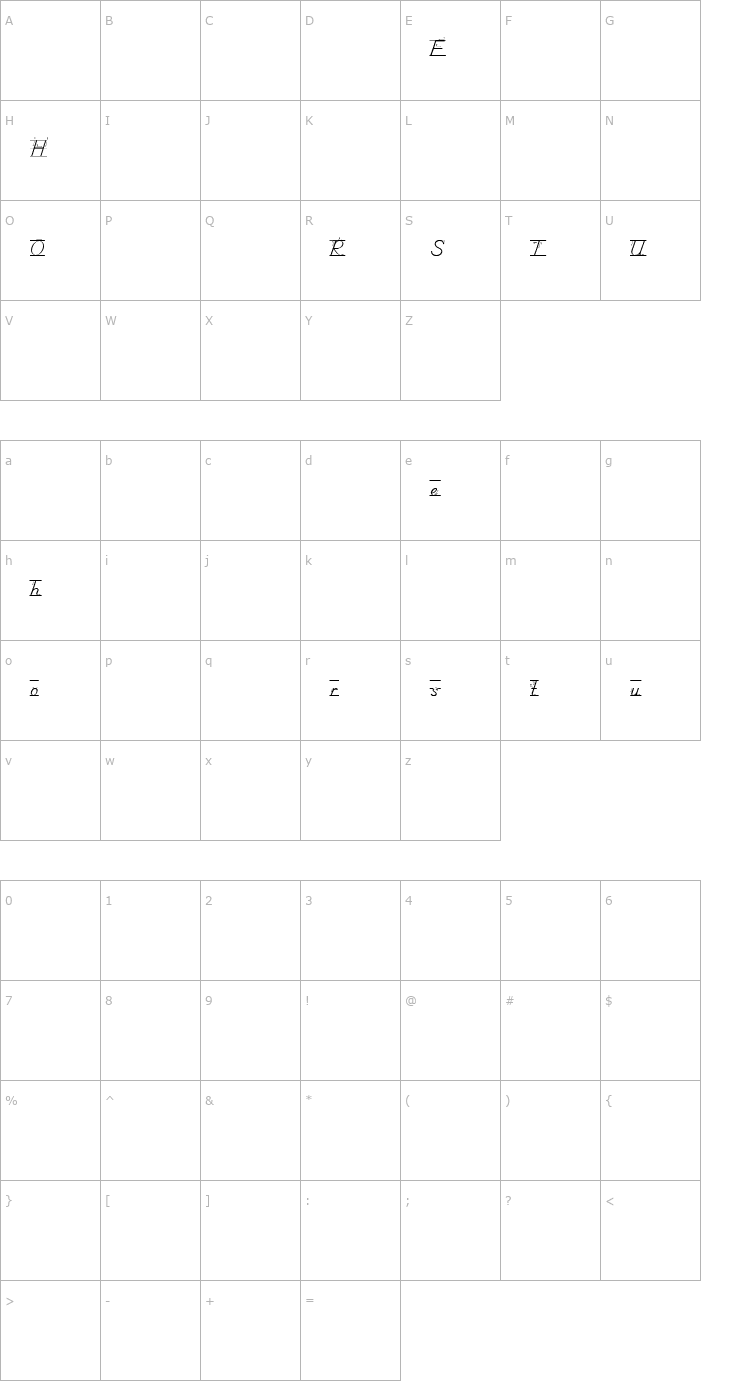 Character Map SchoolManuscriptArrowsDemo Font