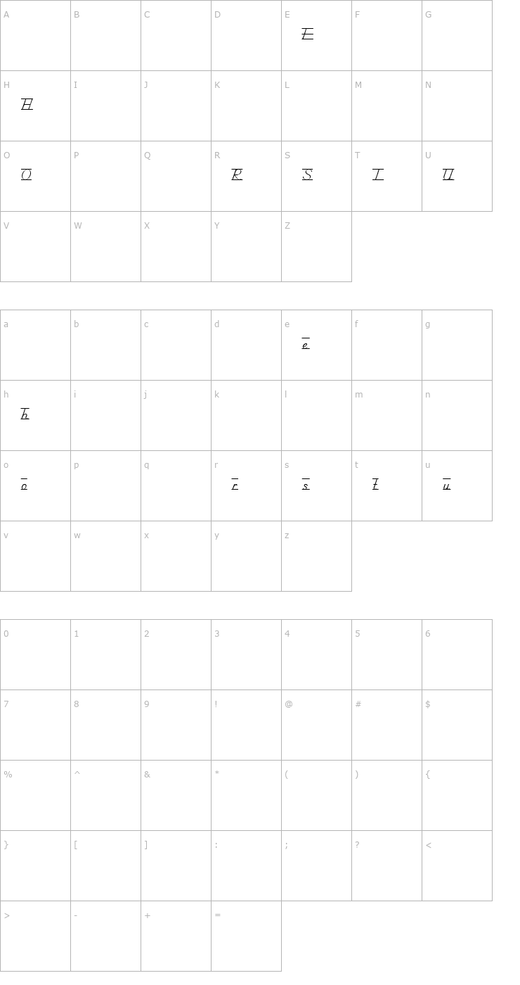 Character Map SchoolManuscriptGuidesDemo Font