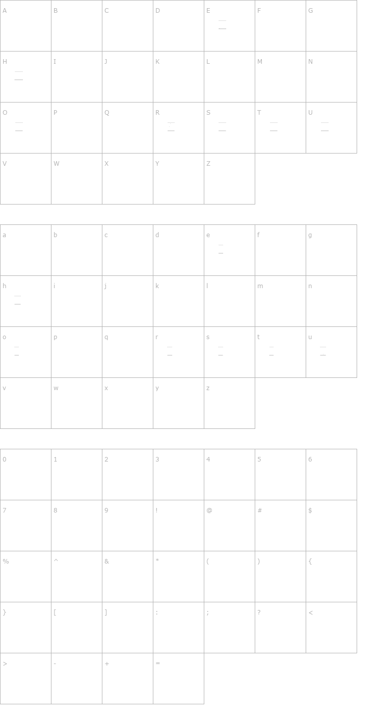 Character Map SchoolManuscriptTracedDemo Font