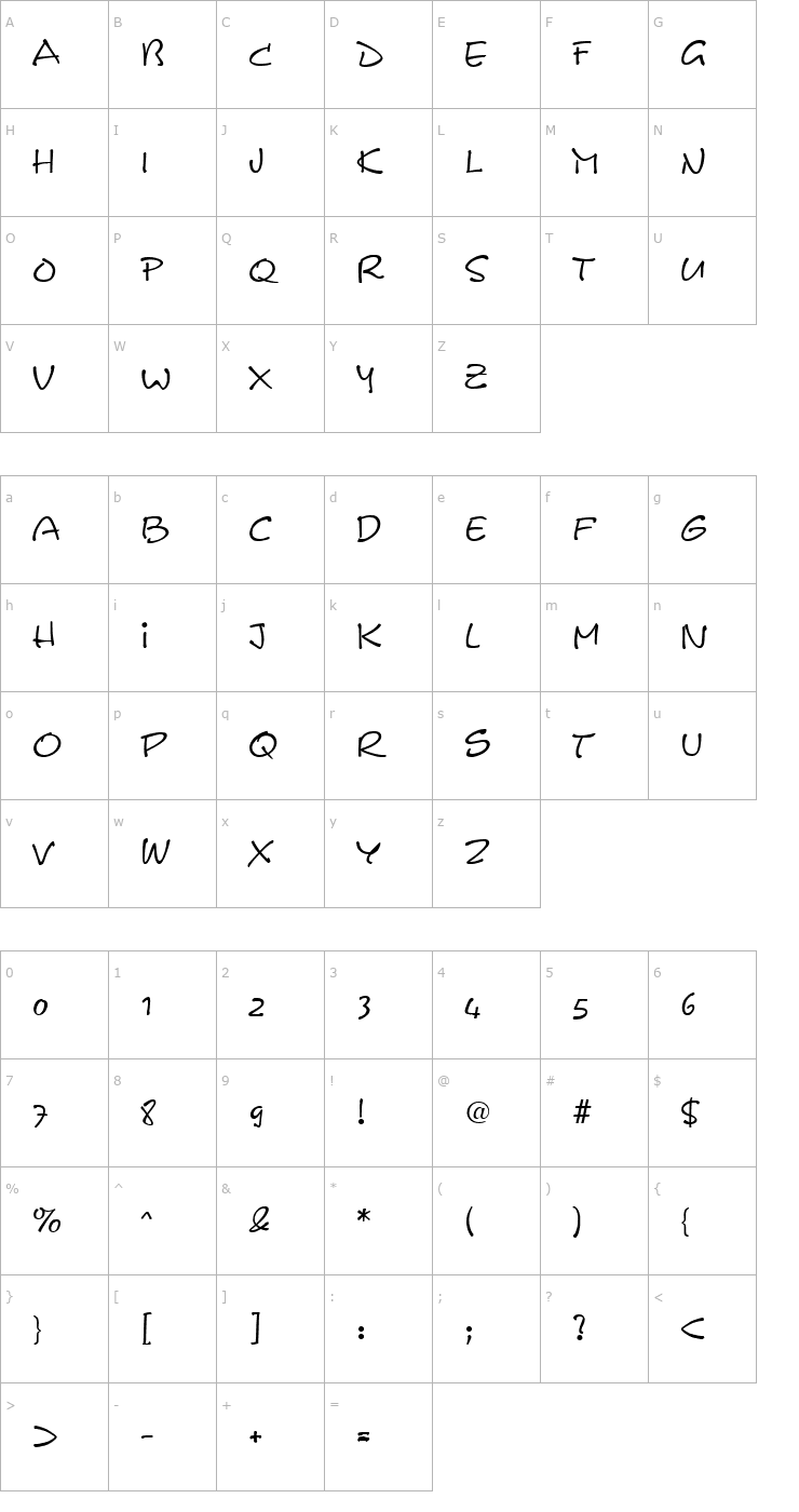 Character Map Schrivner Font