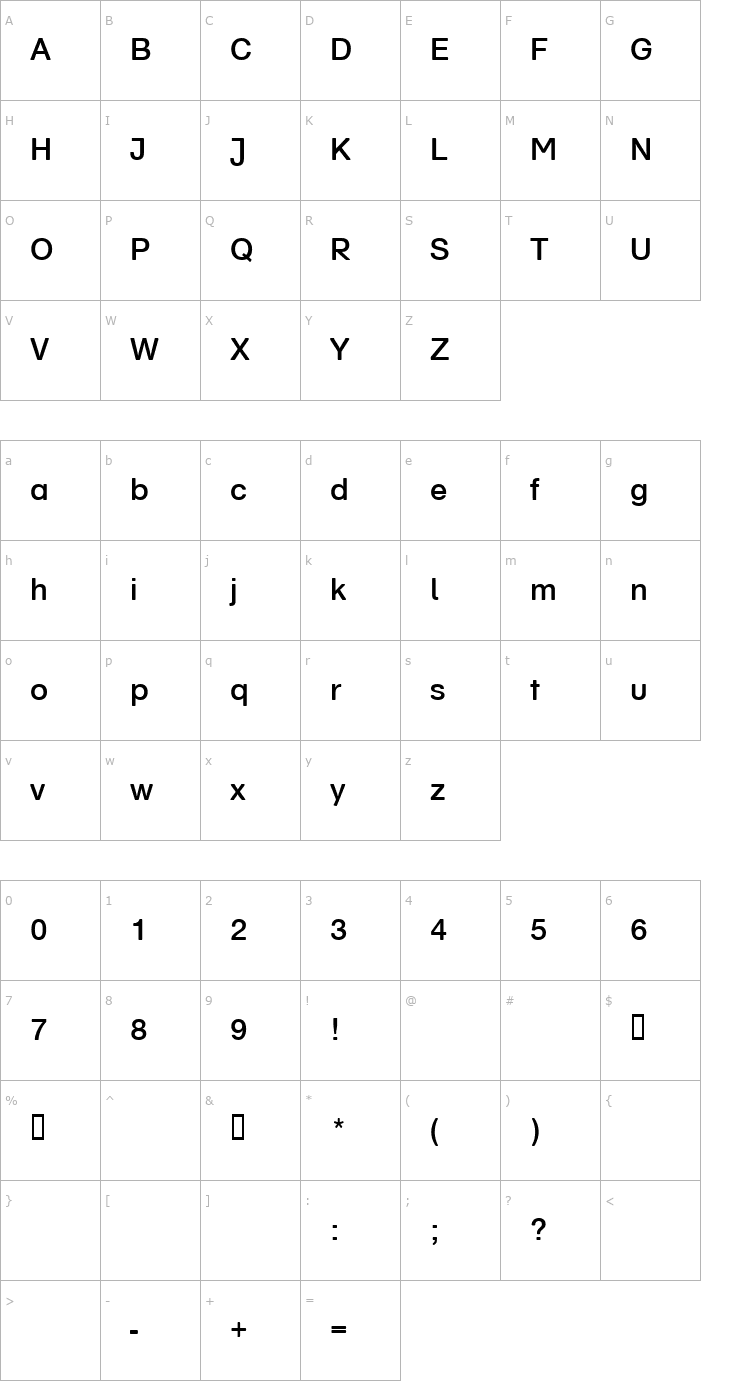 Character Map SchulVokalDotless Font