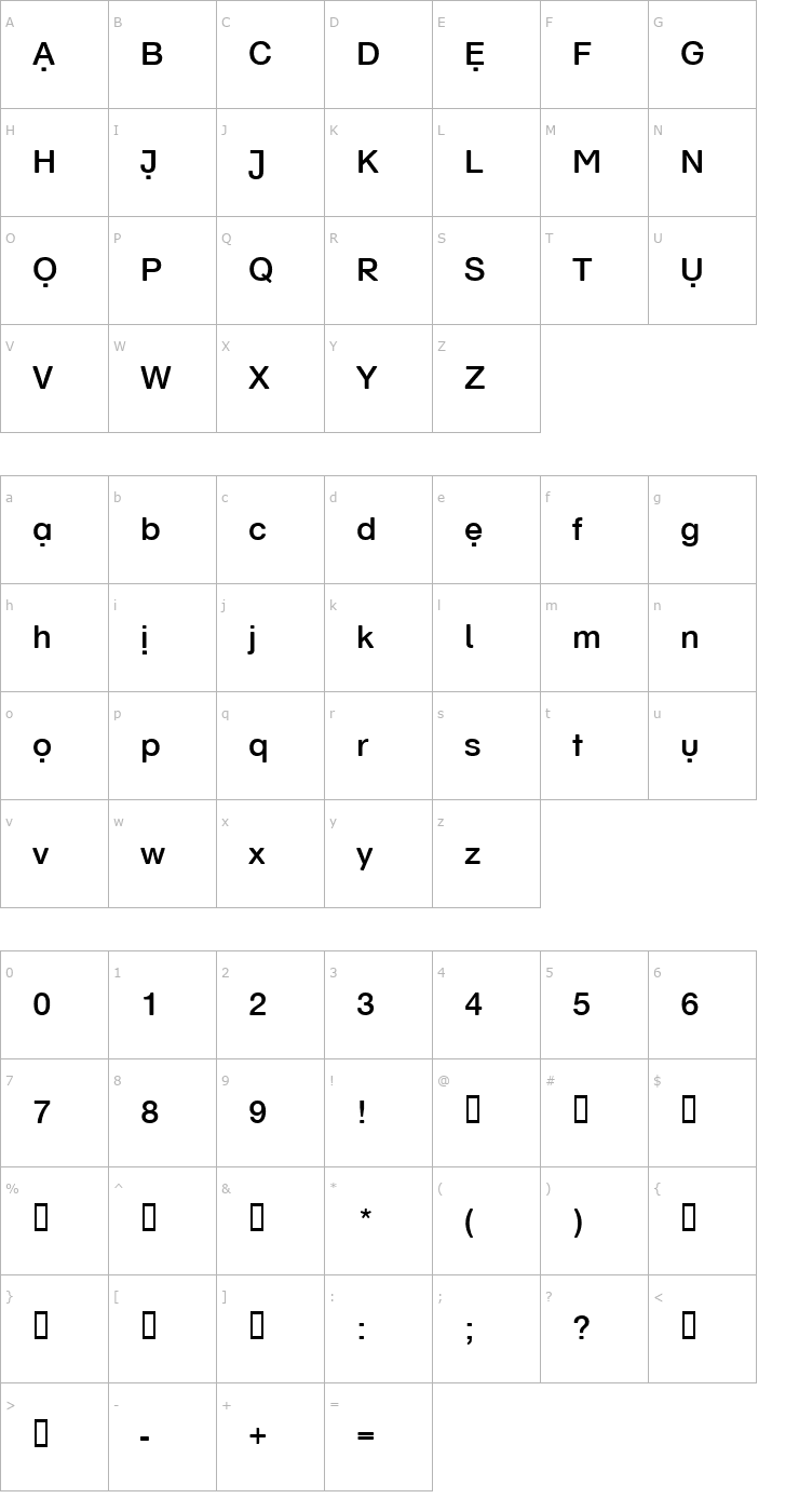 Character Map SchulVokalDots Font