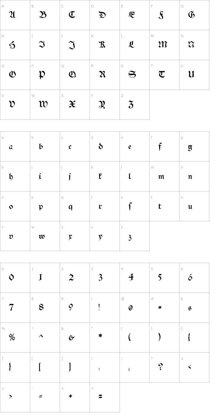 Character Map Schwaben Alt Font