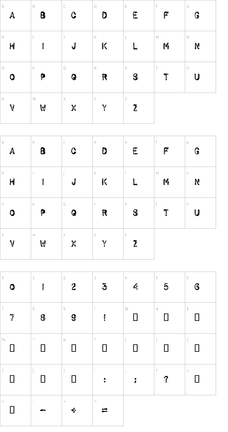 Character Map Schwarz Font
