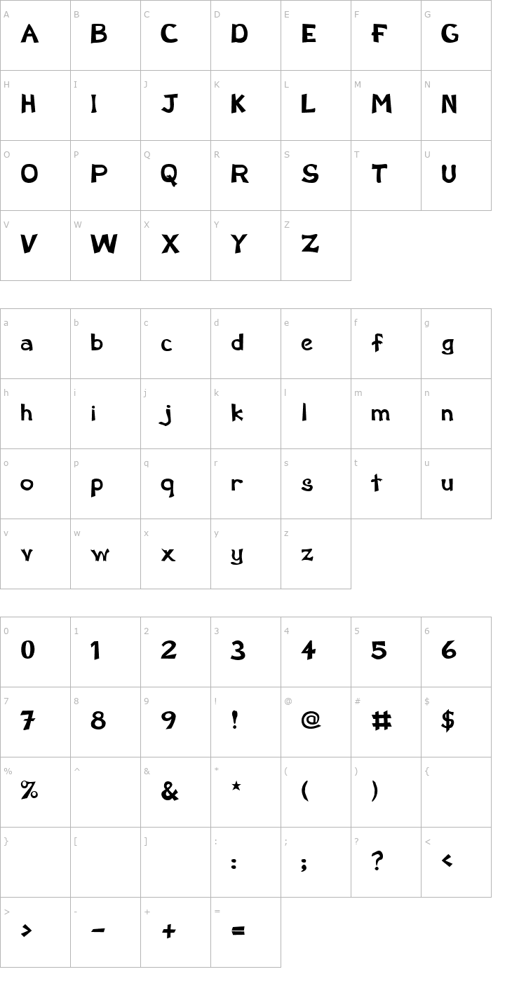 Character Map Schwarz Regular Font