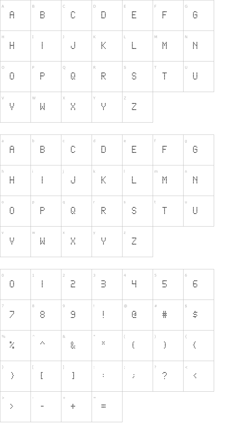Character Map Score Board Font