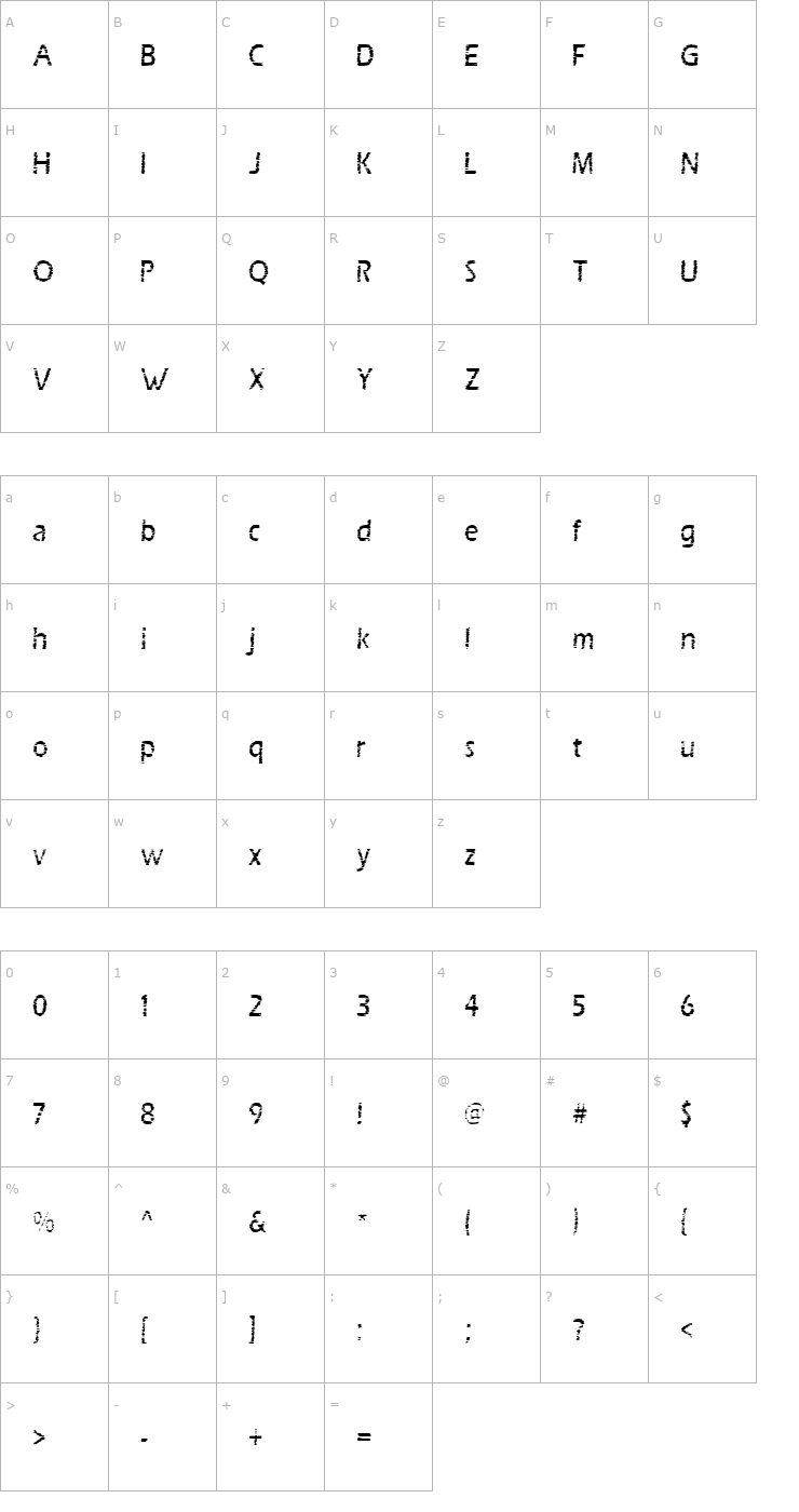 Character Map Scratch Board Font