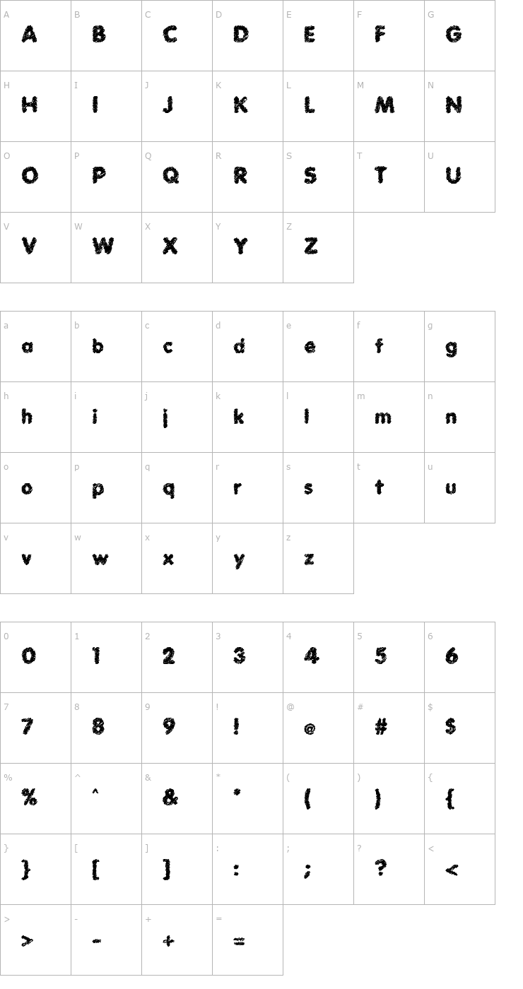 Character Map Scratch Bold Font