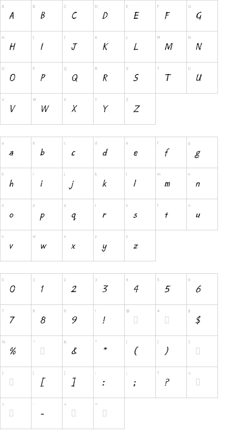 Character Map ScratchPlain Font