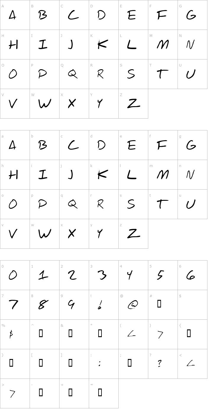Character Map Scrawl Of The Chief Font