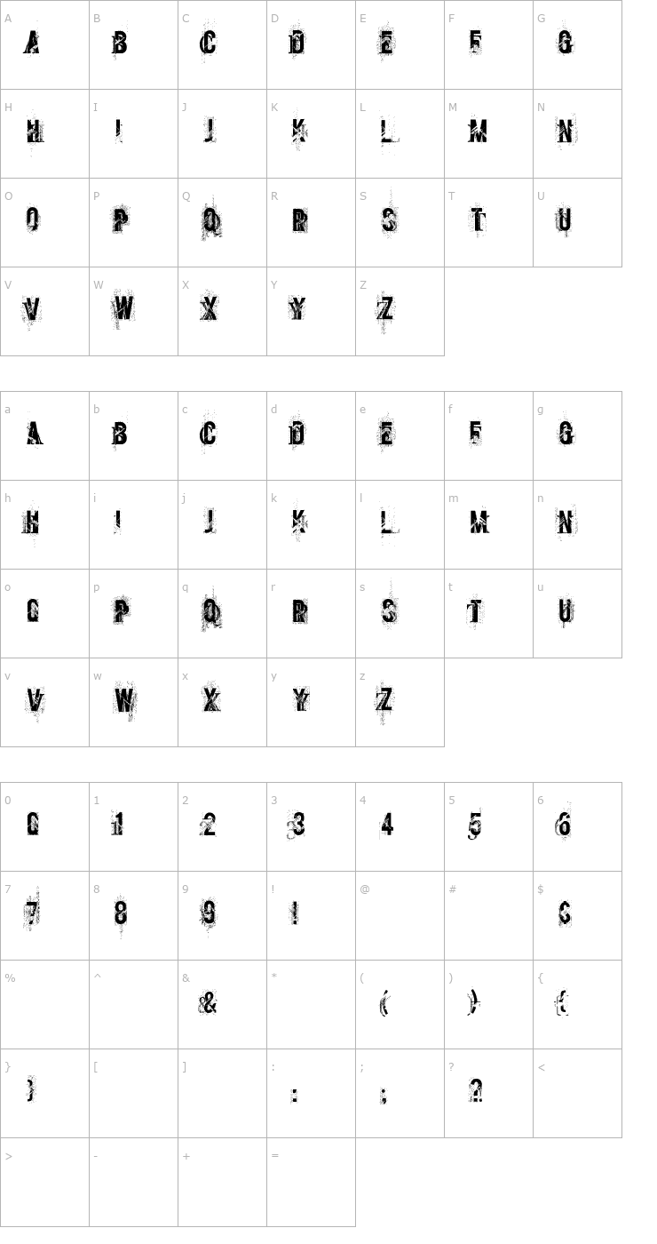 Character Map Screamo Font