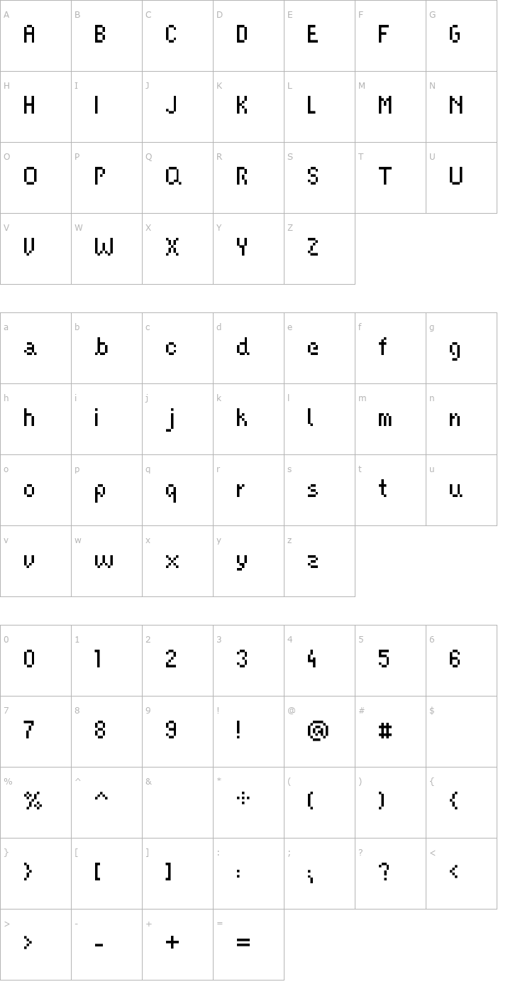 Character Map screenfox9 Font