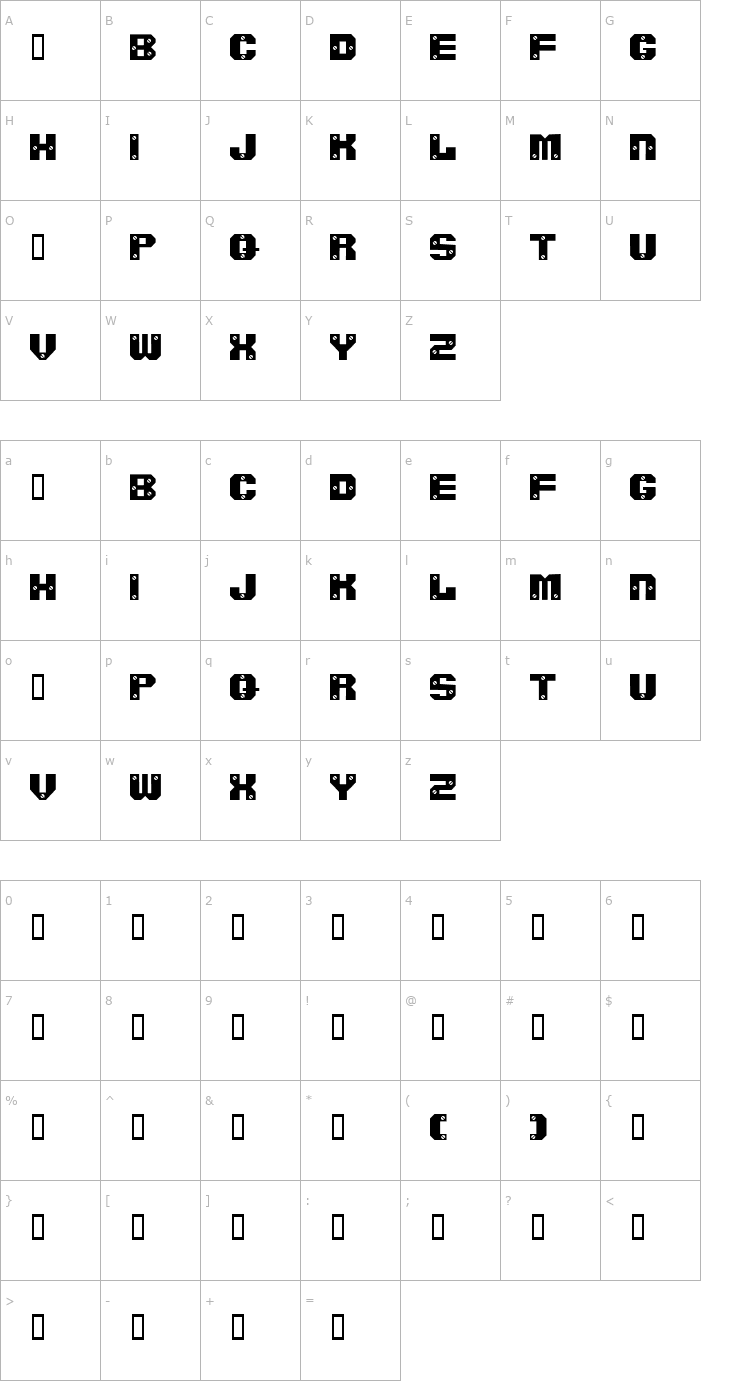 Character Map ScrewedSW Font